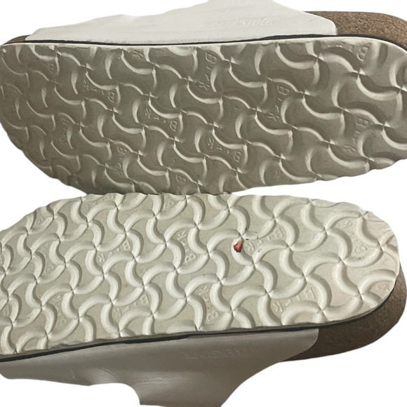 Birkenstock Sandals Womens 38 Arizona Buckle Straps Flats White Leather Slip On - Picture 9 of 14